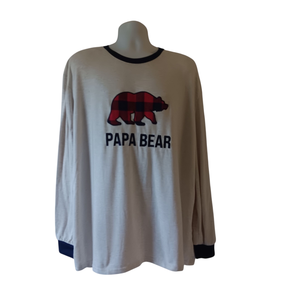 Dearfoams Papa Bear men's beige long-sleeve sleepwear top size 3X